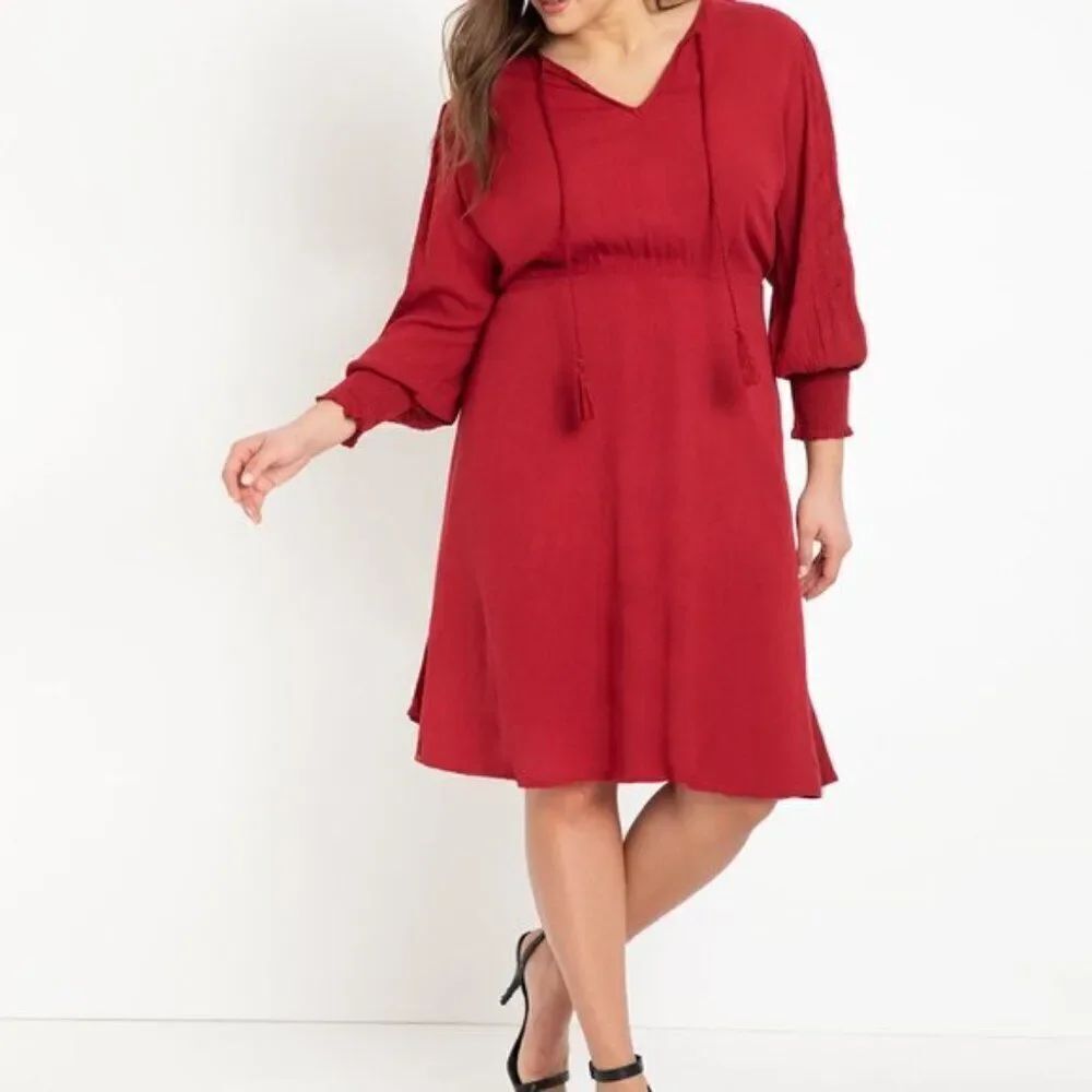 Eloquii Embroidered Fit and Flare Dress